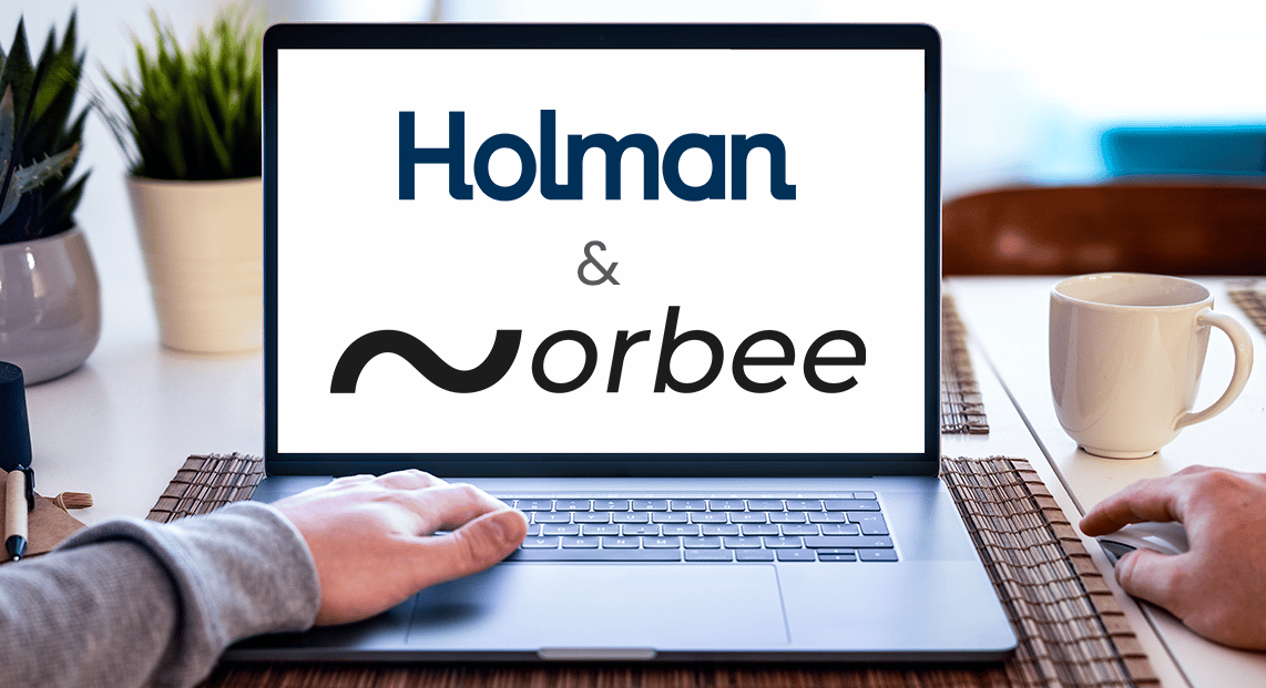 Holman and orbee logos on a laptop screen