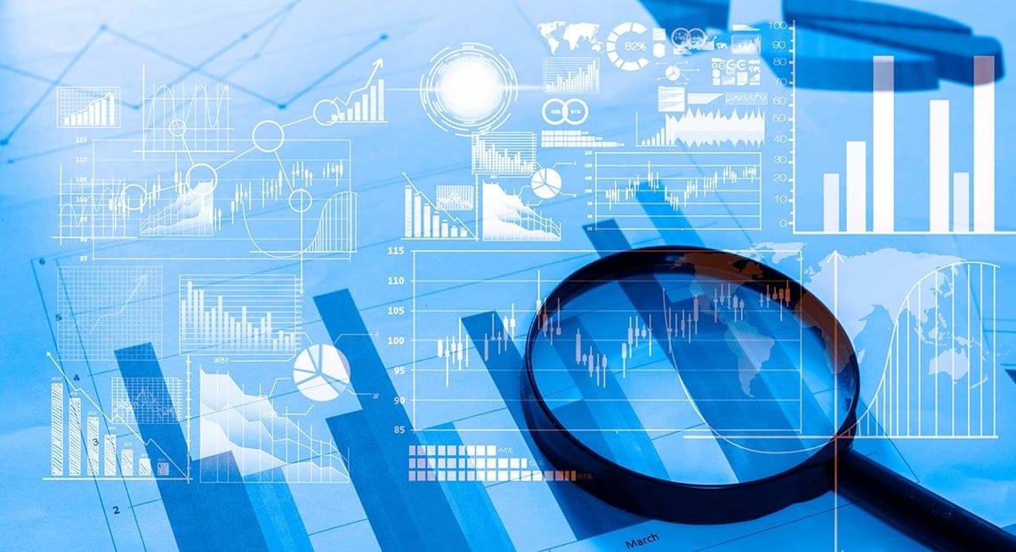 a magnifying glass on a graph