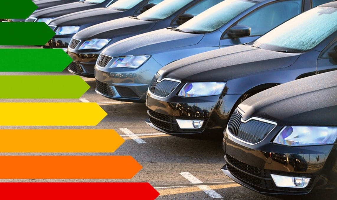 a row of cars in a parking lot
