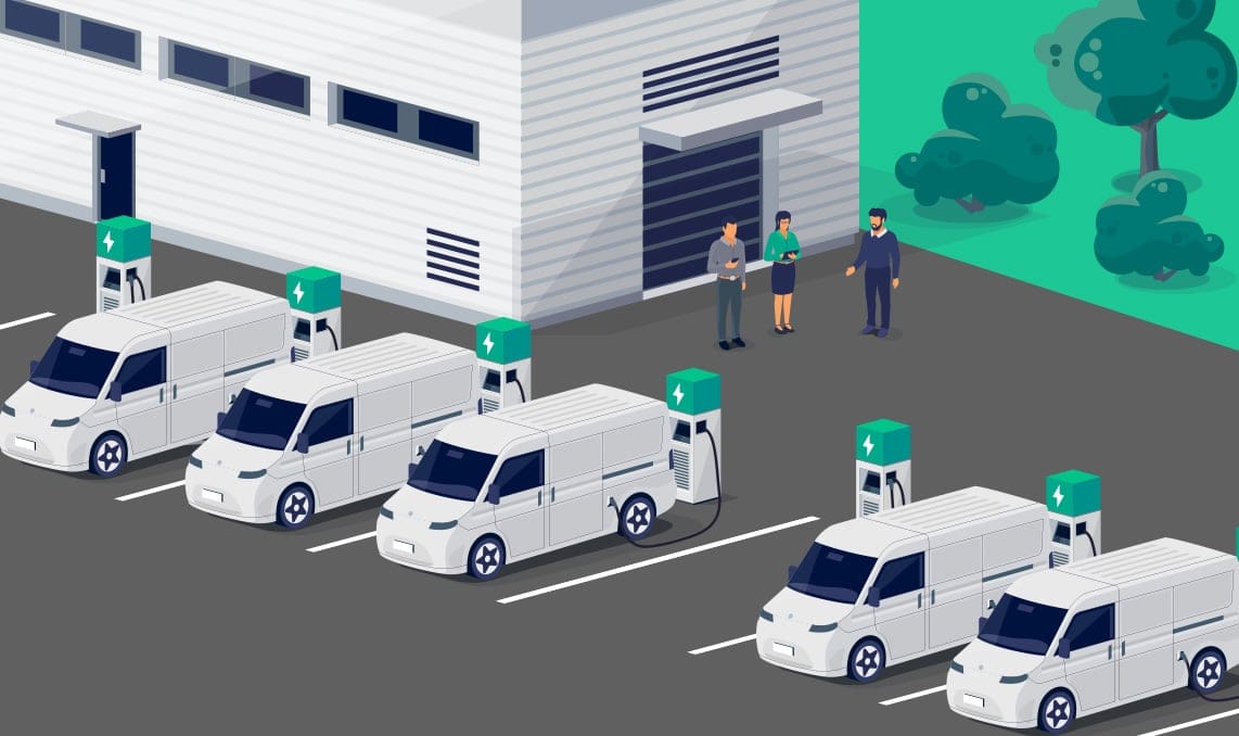 a group of people standing next to a white van