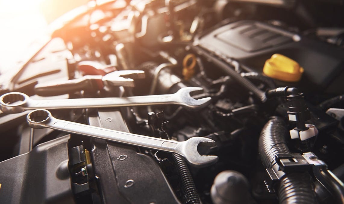 a close up of a car engine