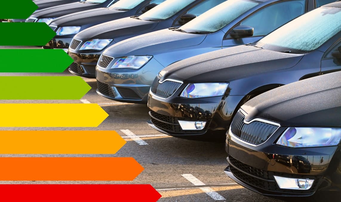 a row of cars in a parking lot