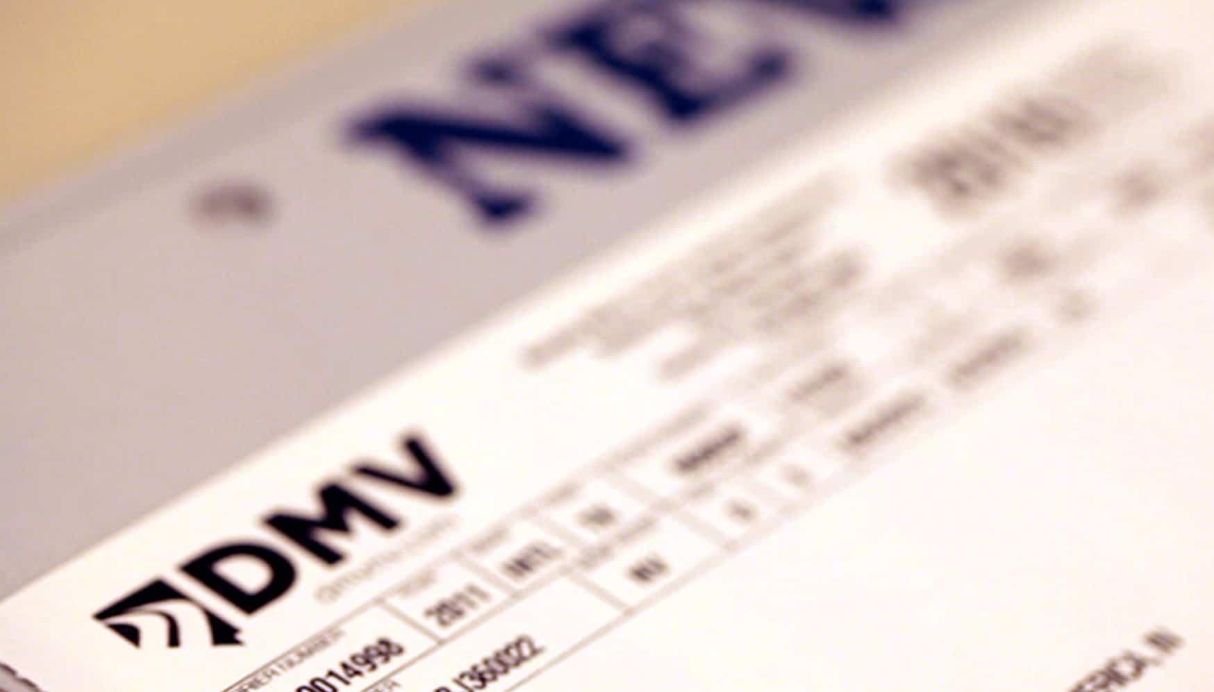 A piece of DMV paperwork