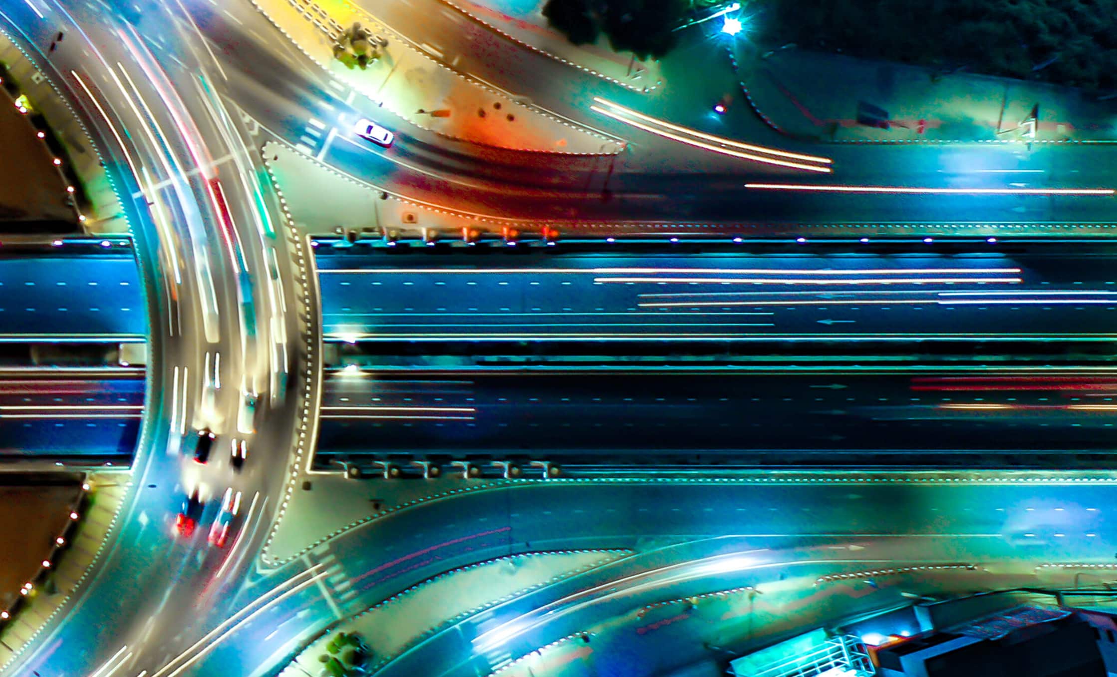 aerial view of a road with cars on it