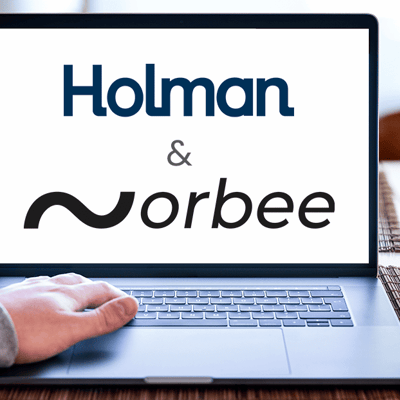 Holman and orbee logos on a laptop screen