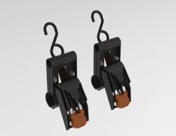 Retractable Ratchet Straps with Pro Rack Mount Brackets.  1" W x 6' L - Pair