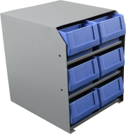 Small Parts Bins (40330) In Steel Shelf Cabinet - 6 Bins