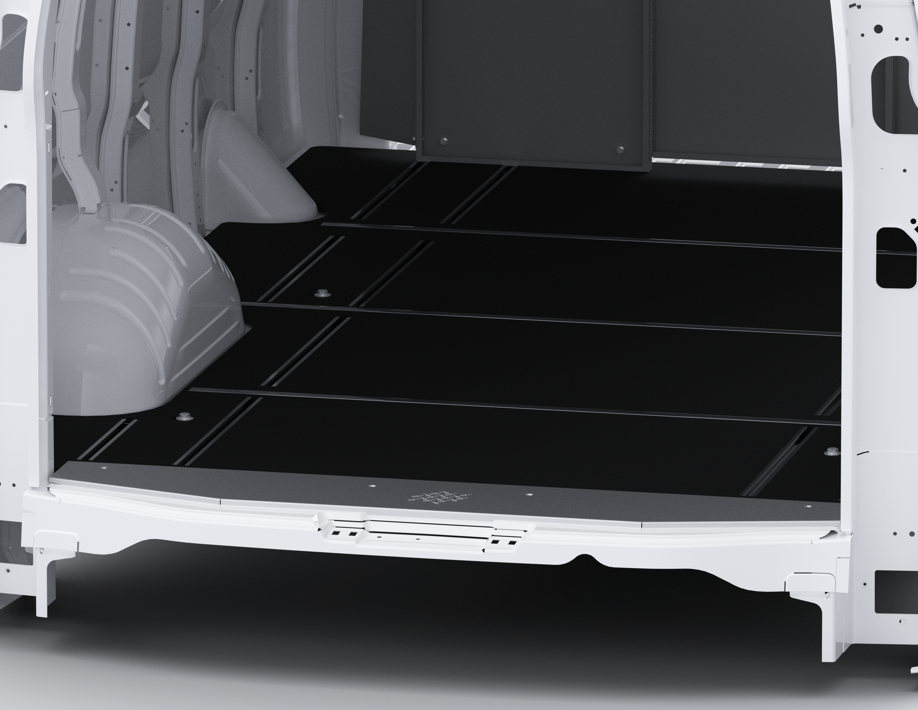 Holman Racks and Equipment Rigid Van Flooring Rearview Angle