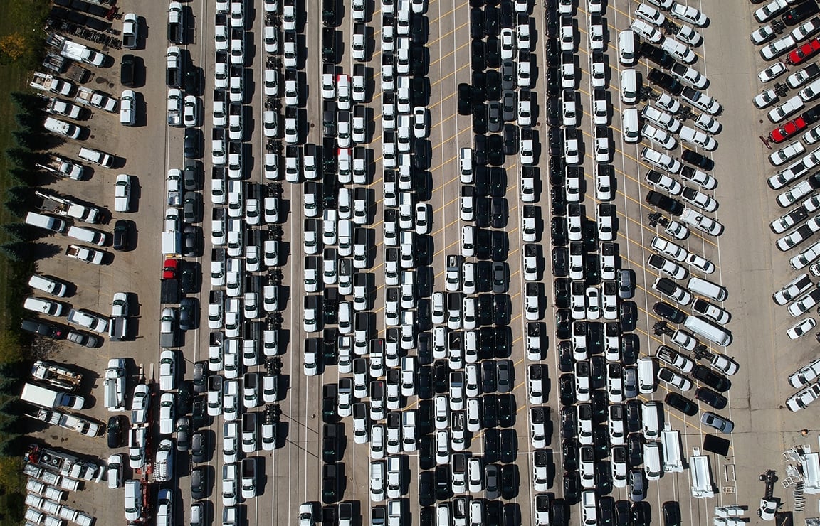 a large parking lot filled with cars
