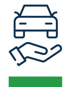 a hand and car with blue outline on black background
