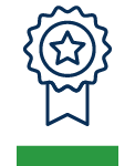 A blue icon of an award ribbon.