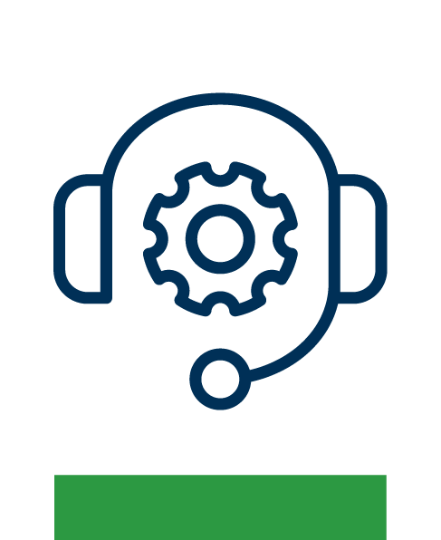 A settings gear inside a customer service headset